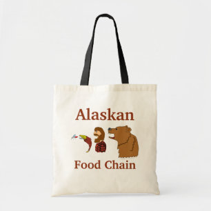 Funny Alaska Souvenir Food Chain Bear and Mosquito Tote Bag