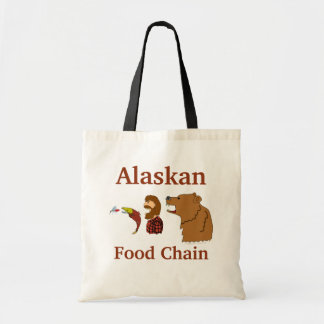 Funny Alaska Souvenir Food Chain Bear and Mosquito Tote Bag