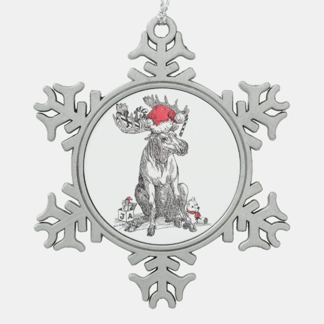 Funny Alaska Wildlife Christmas Snowflake Ornament (Front)