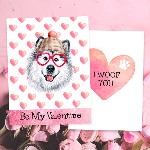 Funny Alaskan I Woof You Dog Valentine's Day Holiday Card