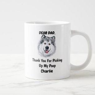 Funny Alaskan Malamute Dad Watercolor Canine Art Large Coffee Mug