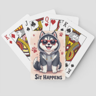 Funny Alaskan Malamute Sunglasses Hoodie Kawaii Playing Cards