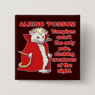 Funny Albino Possum Vampire Animal 15 Cm Square Badge