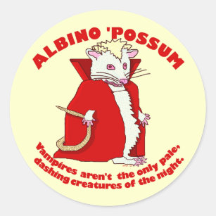 Funny Albino Possum Vampire Animal Humour Classic Round Sticker