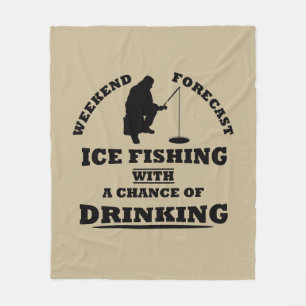 Funny alcohol ice fishing quotes fleece blanket