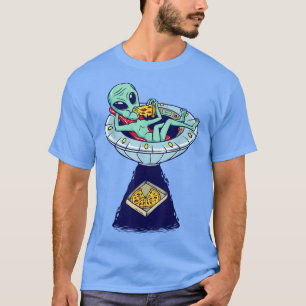Funny Alien Abducting A Pizza Ufo 255 T-Shirt