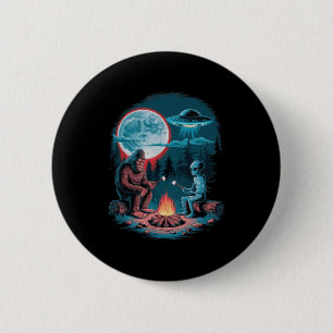 Funny Alien And Bigfoot Hiking Moon Sasquatch Ufo 6 Cm Round Badge