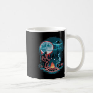 Funny Alien And Bigfoot Hiking Moon Sasquatch Ufo Coffee Mug