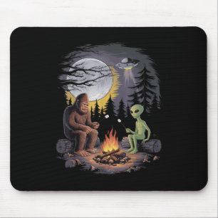 Funny Alien And Bigfoot Hiking Moon Sasquatch Ufo  Mouse Mat