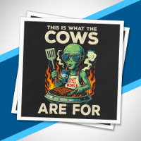 Funny Alien BBQ Grill Cow Abduction Joke Retro UFO