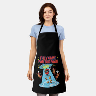 Funny Alien BBQ UFO Abduction Hot Dogs Burgers  Apron