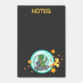 FUNNY ALIEN BLACK GRAPHIC POST-IT VERTICAL NOTEPAD