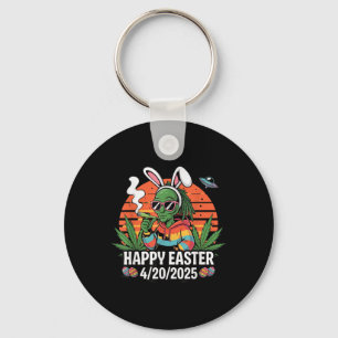 Funny Alien Bunny Easter 2025 Stoner Holiday Vibes Key Ring
