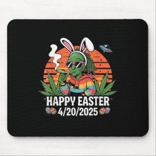 Funny Alien Bunny Easter 2025 Stoner Holiday Vibes Mouse Mat