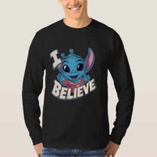 funny Alien carton Believer World UFO Day 1 T-Shirt
