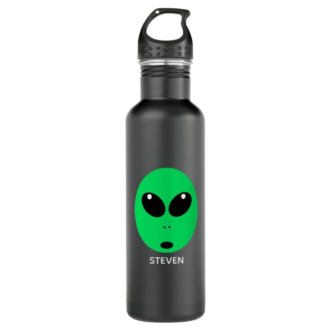 Funny Alien Cartoon Face Kids Personalised 710 Ml Water Bottle (Front)