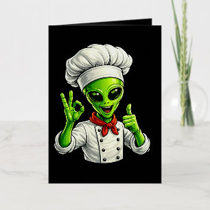 Funny Alien Chef Design Cute Space Cook With Chef Foil Holiday Card