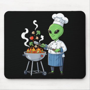 Funny Alien Chef Grilling Anime Fighterbles At Hot Mouse Mat