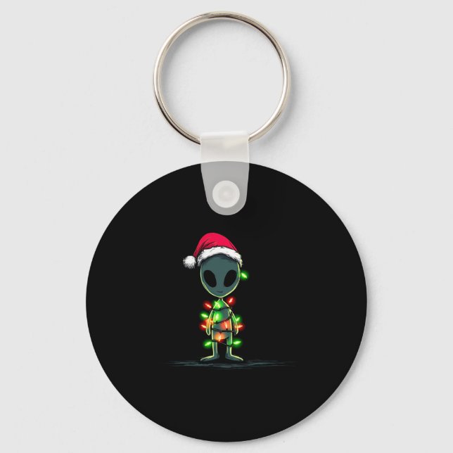 Funny Alien Christmas Graphics Lights Lover Extrat Key Ring (Front)