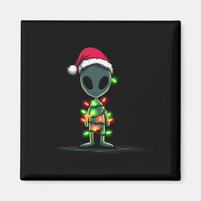 Funny Alien Christmas Graphics Lights Lover Extrat Magnet (Front)