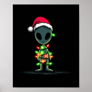 Funny Alien Christmas Graphics Lights Lover Extrat Poster