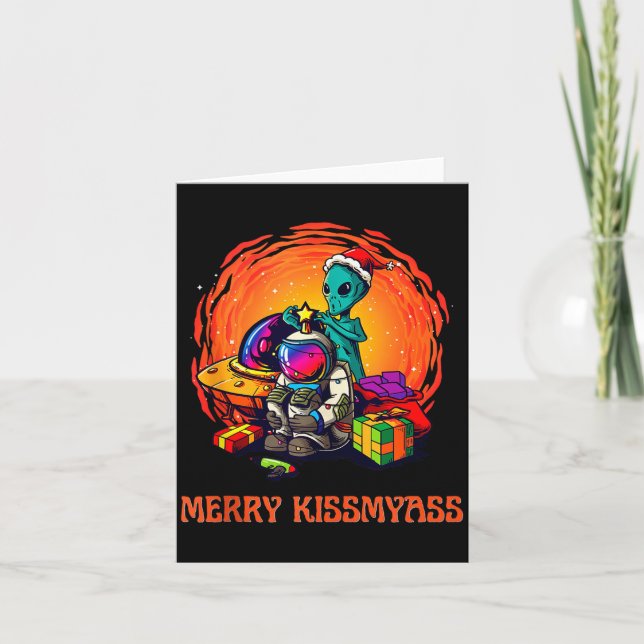 Funny Alien Christmas Shirt _ Merry Kissmy Tank To Card (Front)