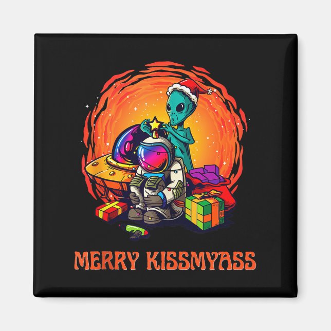 Funny Alien Christmas Shirt _ Merry Kissmy Tank To Magnet (Front)