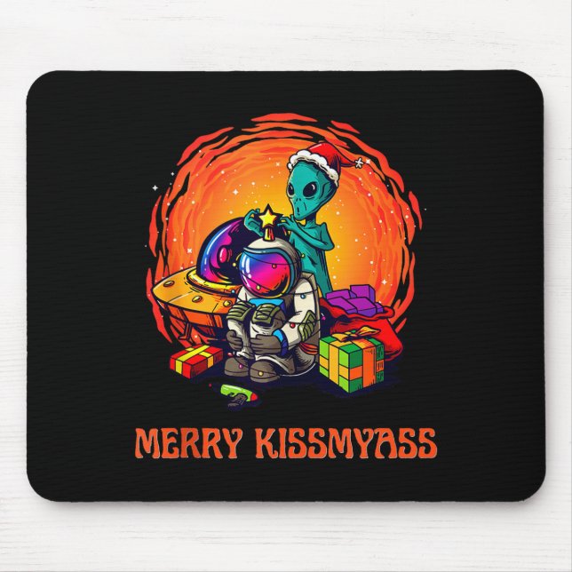 Funny Alien Christmas Shirt _ Merry Kissmy Tank To Mouse Mat (Front)