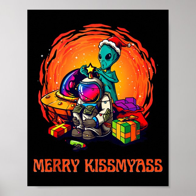Funny Alien Christmas Shirt _ Merry Kissmy Tank To Poster (Front)