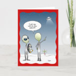 Funny Alien Christmas UFO Santa Rudolph Holiday Card<br><div class="desc">Funny alien Christmas cards that you can personalise with your own quote bubbles! This comic artwork designed by Raphaela Wilson depicts a couple of little green aliens in silver space outfits returning from a penguin gathering mission in the North Pole snow. The quote caption reads: "Didn't I tell you to...</div>