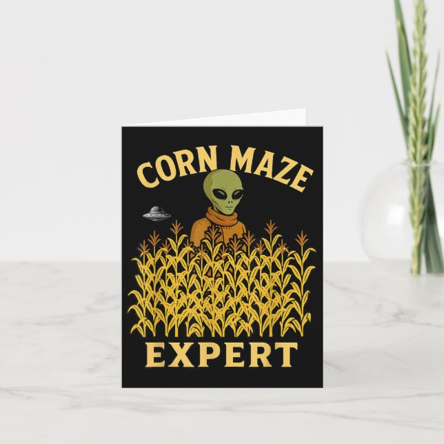 Funny Alien Corn Maze Expert Fall Kids Halloween U Card (Front)
