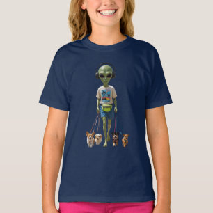 Funny Alien Dog Walker Kids' T-Shirt