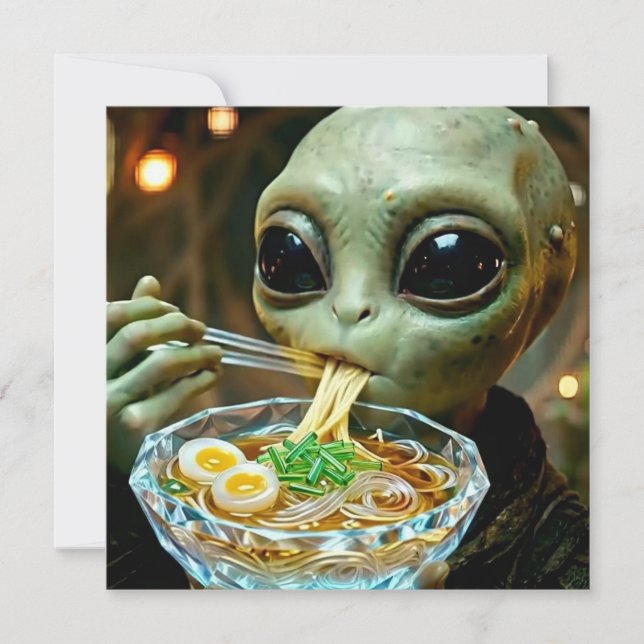 Funny Alien eating Ramen Noodles (Front)