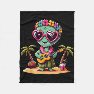 Funny Alien Hawaiian Costume Kids Summer Vacation Fleece Blanket