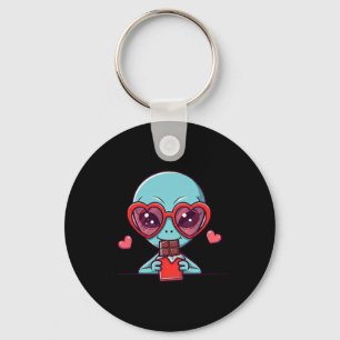 Funny Alien Heart Chocolate Valentine Alien Womens Key Ring