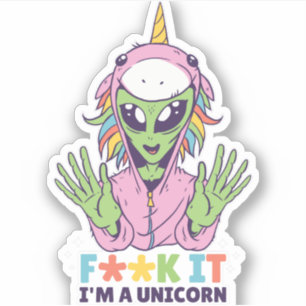 Funny Alien In Unicorn Costume Crude Humour Gag