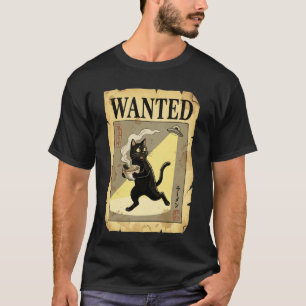 Funny Alien Japanese Cat Ramen Wanted Poster Kawai T-Shirt