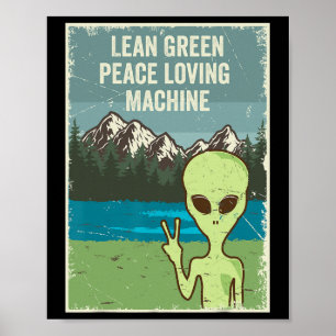 Funny Alien Live In Peace Nature Lover Retro Earth Poster