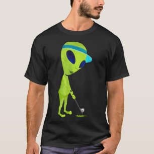 Funny Alien Playing Golf Parody Golfer UFO Golfing T-Shirt