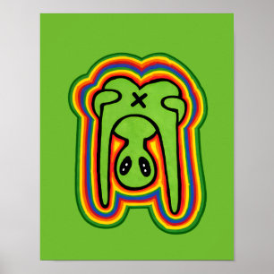 Funny Alien Retro Colourful Psychedelic Rainbow Poster