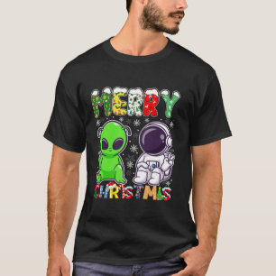 Funny Alien Santa Astronaut Space Merry Christmas T-Shirt