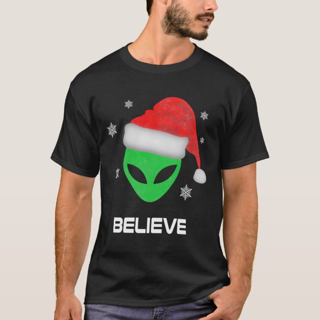 Funny Alien Santa Christmas Xmas Gift T-Shirt (Front)