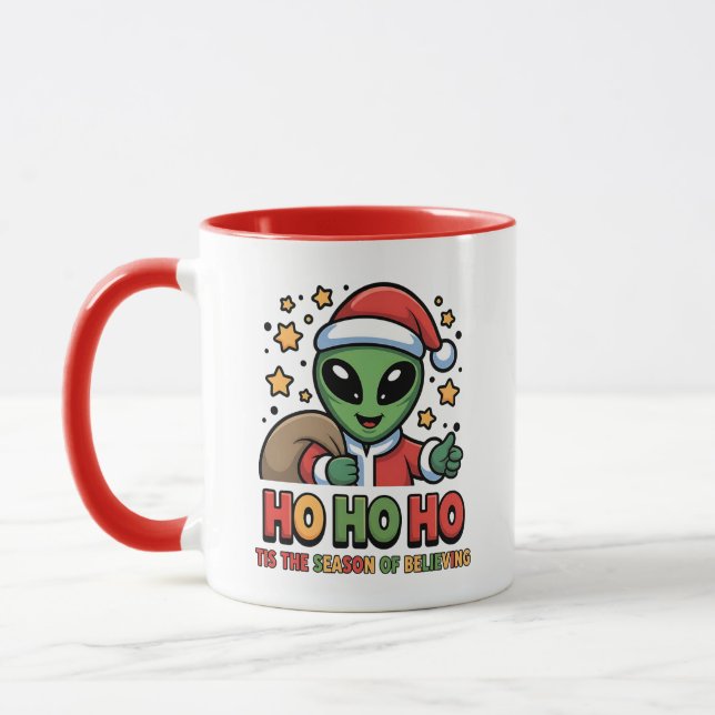 Funny Alien Santa  Mug (Left)