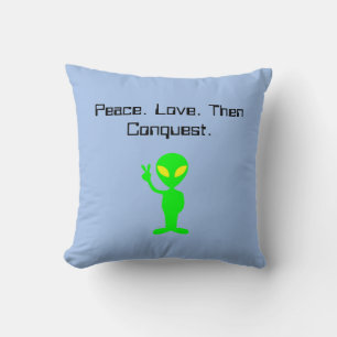 Funny Alien Sci-Fi Cartoon Extraterrestrial Art Cushion