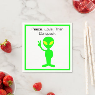 Funny Alien Sci-Fi Cartoon Extraterrestrial Art Napkin