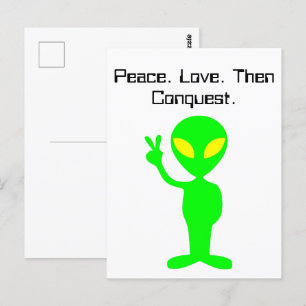Funny Alien Sci-Fi Cartoon Extraterrestrial Art Postcard
