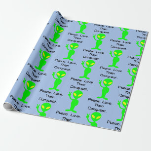 Funny Alien Sci-Fi Cartoon Extraterrestrial Art Wrapping Paper