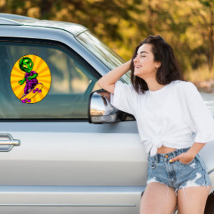 Funny Alien Skateboarder Funny Car Truck Window Cling