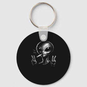 Funny Alien Smoking Cigarette Key Ring