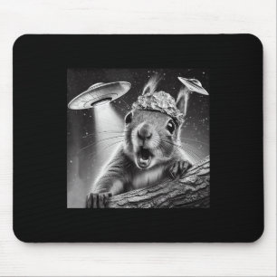 Funny Alien Squirrel Selfie With Alu Hat Ufo Encou Mouse Mat